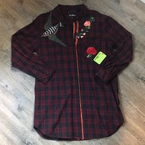 Sam Eldelman Patch Embellished Paid Sleepshirt